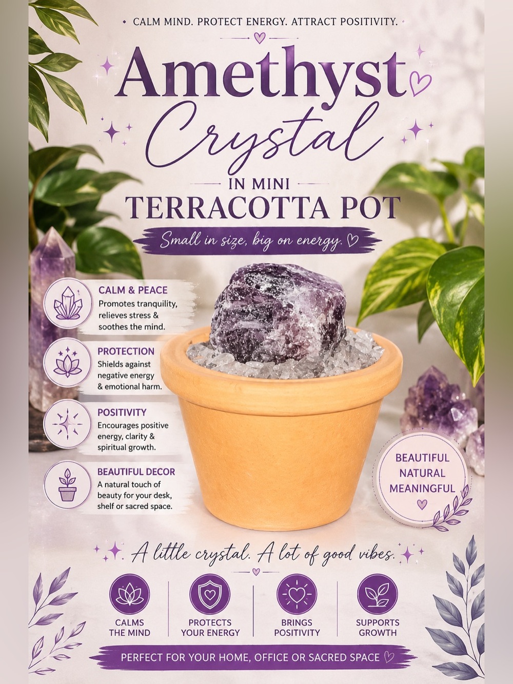 💜Amethyst Crystal in Mini Terracotta Pot💜